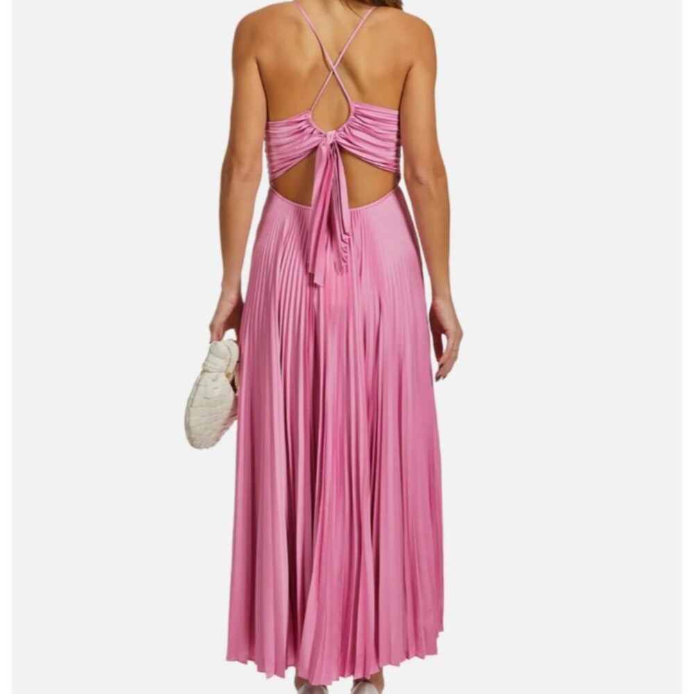 ALC Gemini Pleated Midi Dress Pink In Chateau Rose Size 10 - Picture 5 of 5